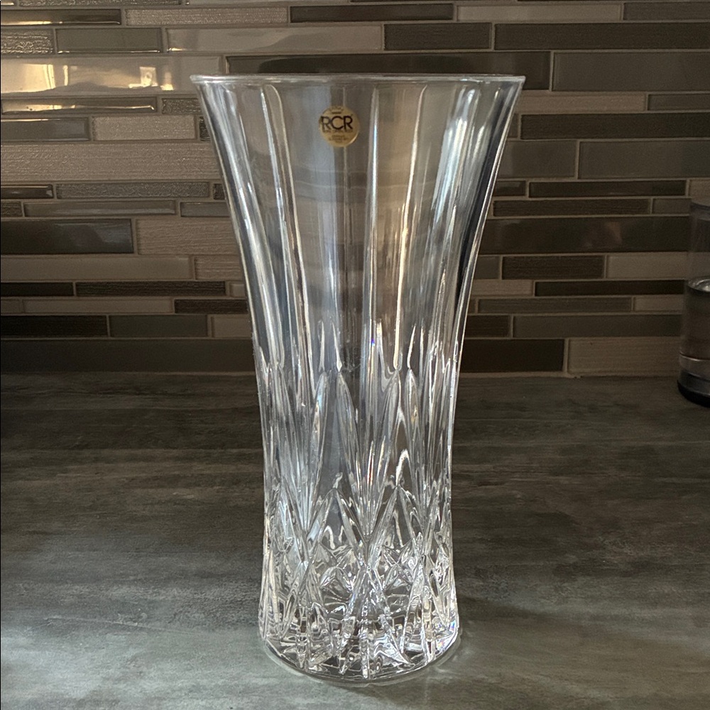 Heavy Royal Crystal Rock Clear Crystal  Tall Vase
